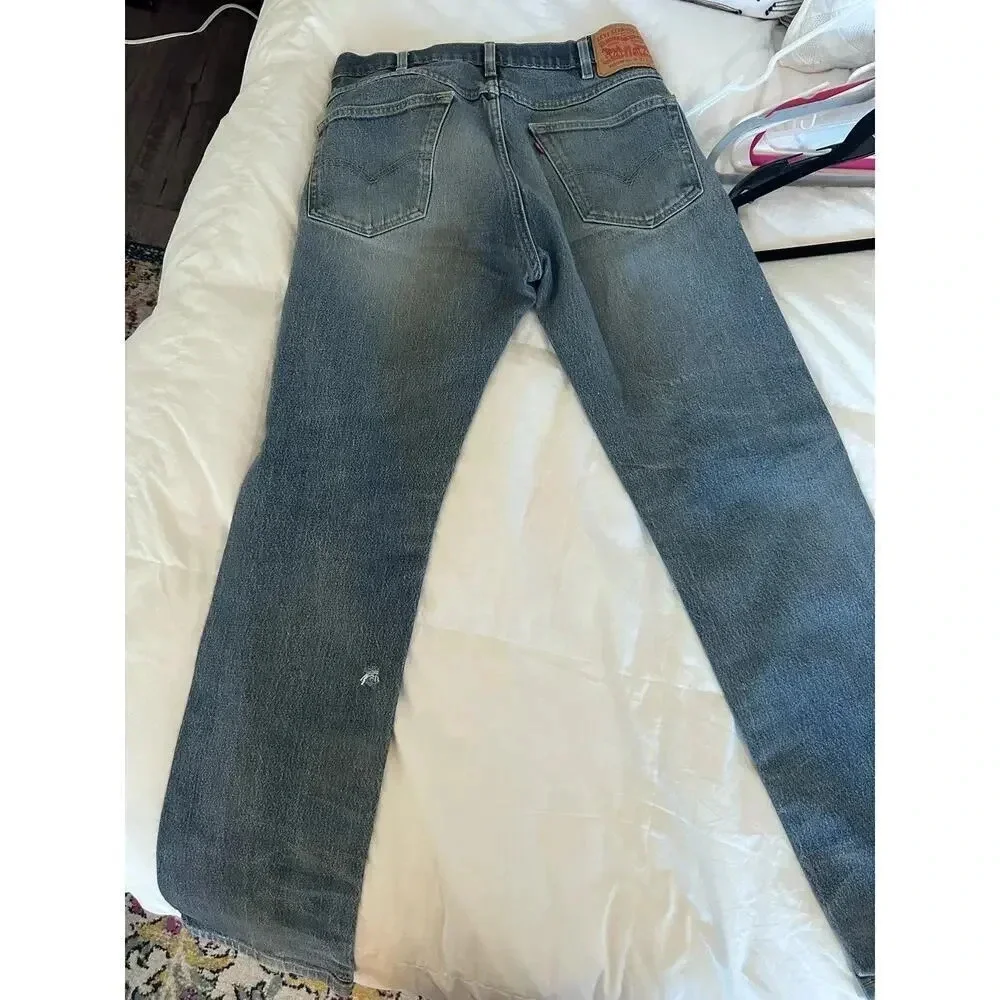 Levi Strauss & Co. Blue Distressed 5 Pocket Design Straight Jeans Size 34
